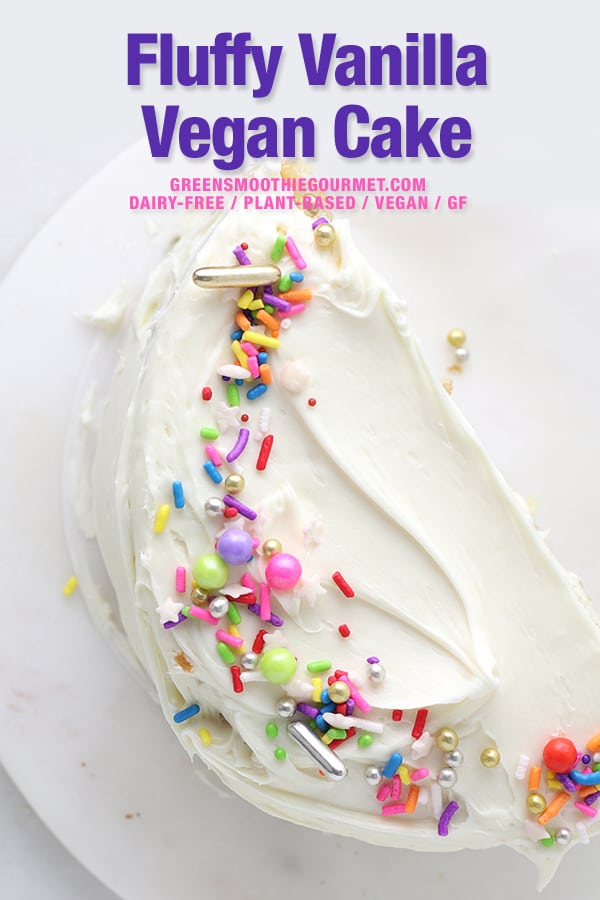 Vanilla vegan cake sliced.