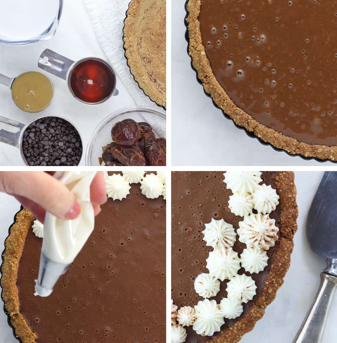 Steps to make filling for healthy chocolate cream pie.