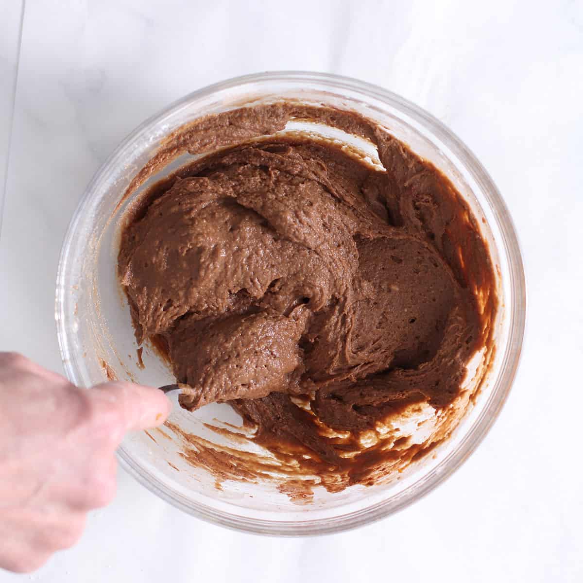 chocolate pumpkin muffin batter in bowl.