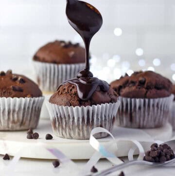 chocolate pumpkin muffin baked in pan.