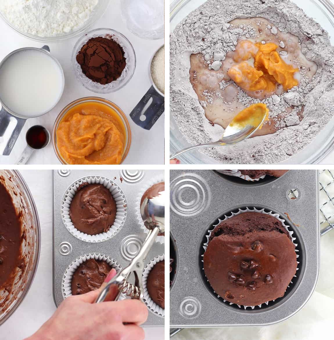 Double Chocolate Muffins prep steps