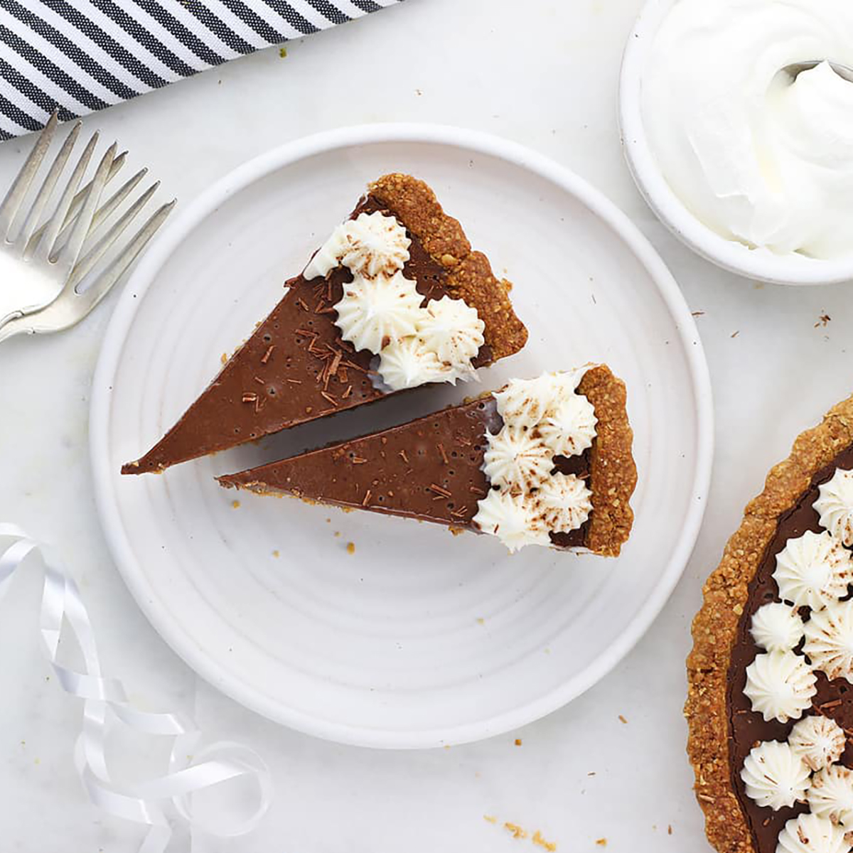 healthy chocolate pie slices.