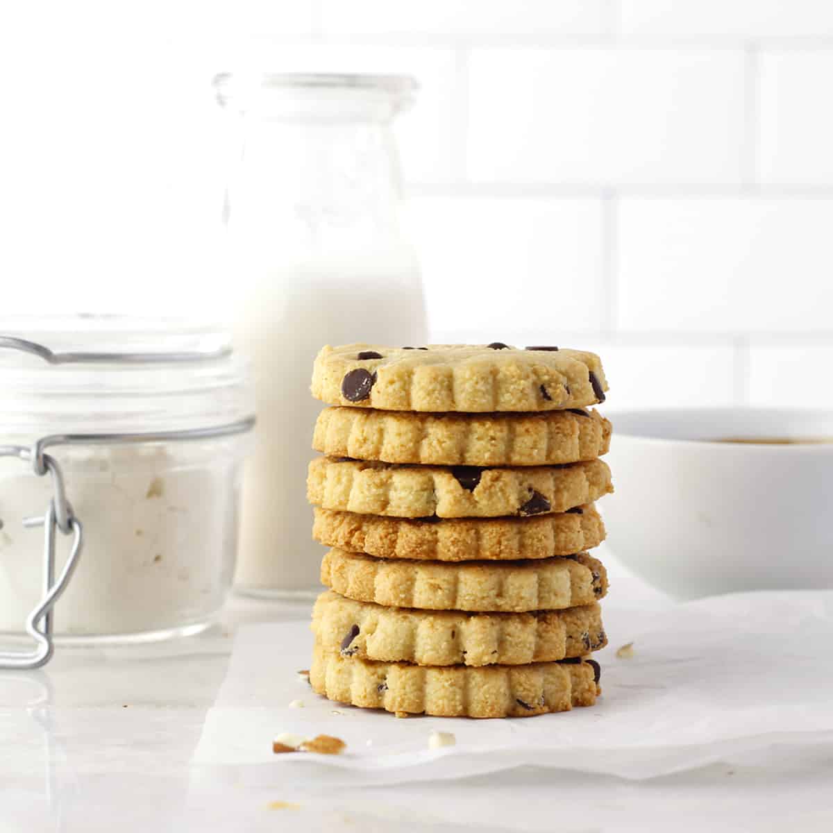 a stack of shortbread cookies