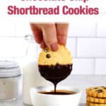 a shortbread cookie being dipped