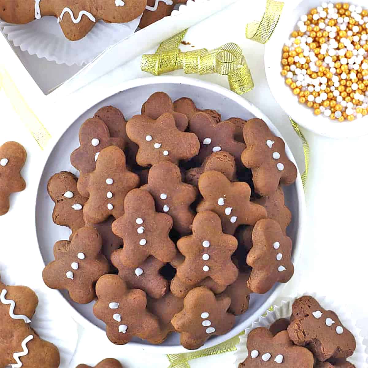 mini gingerbread men in a bowl.
