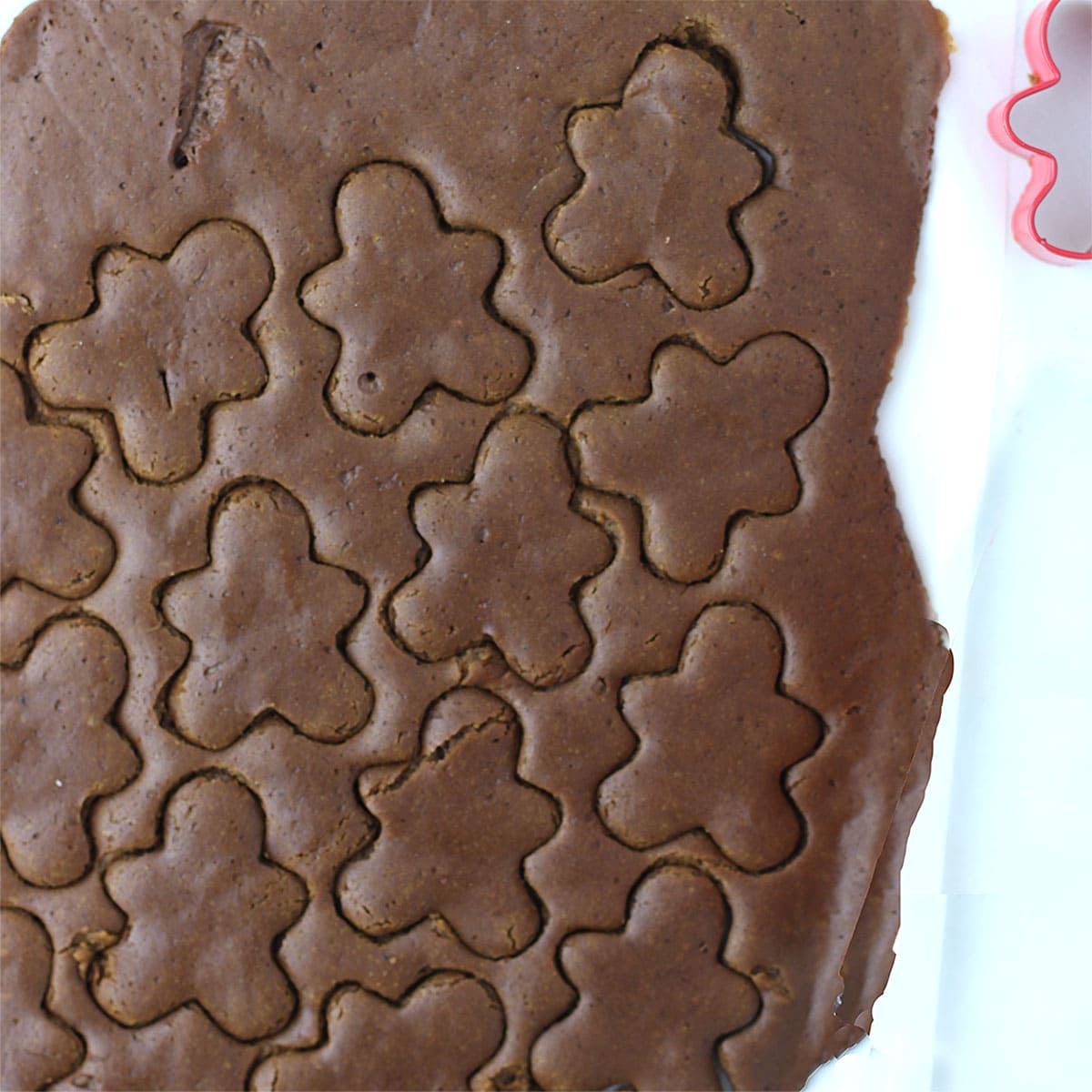 gingerbread dough is cut out.