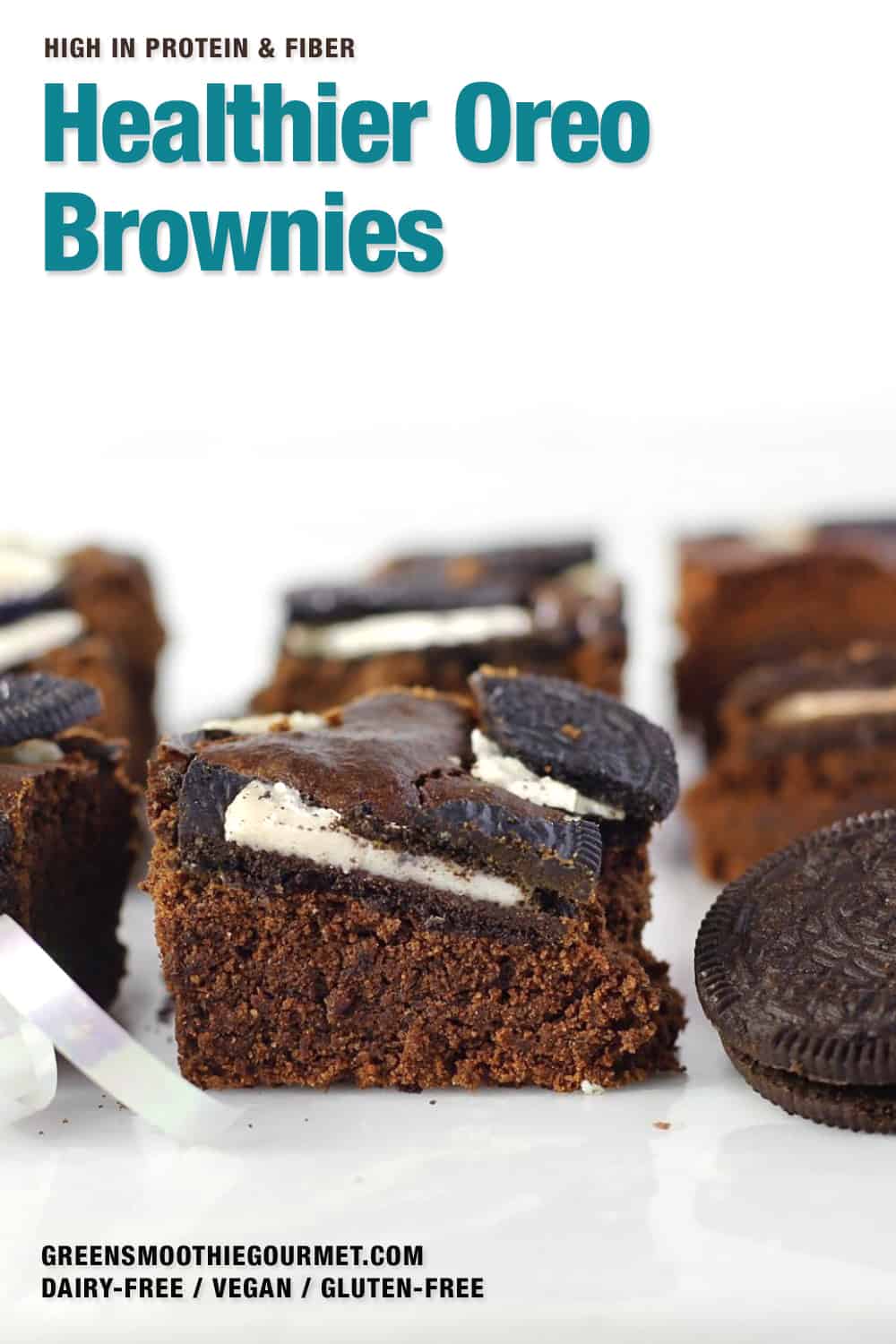 front slice view of oreo brownies