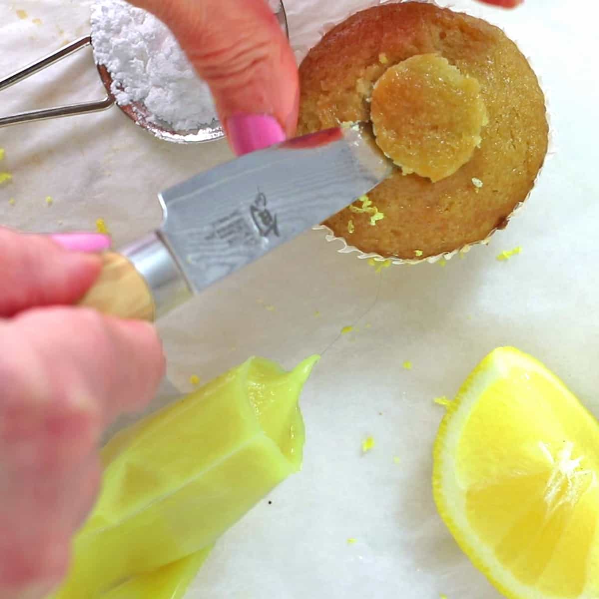 Cut cupcake filling hole