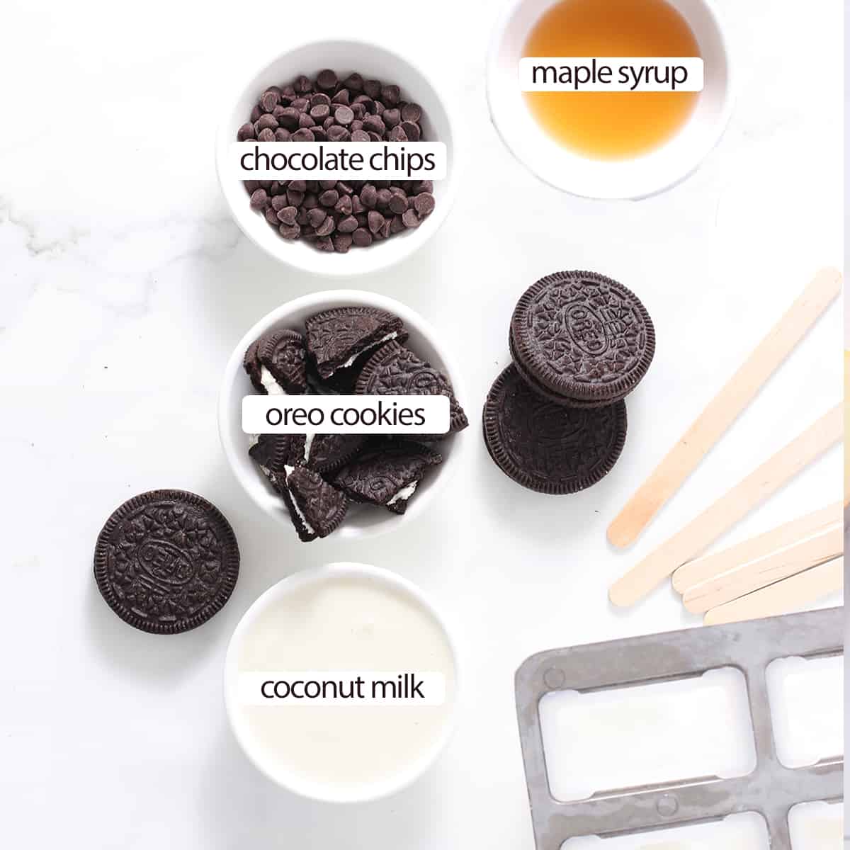 ingredients for Oreo popsicles