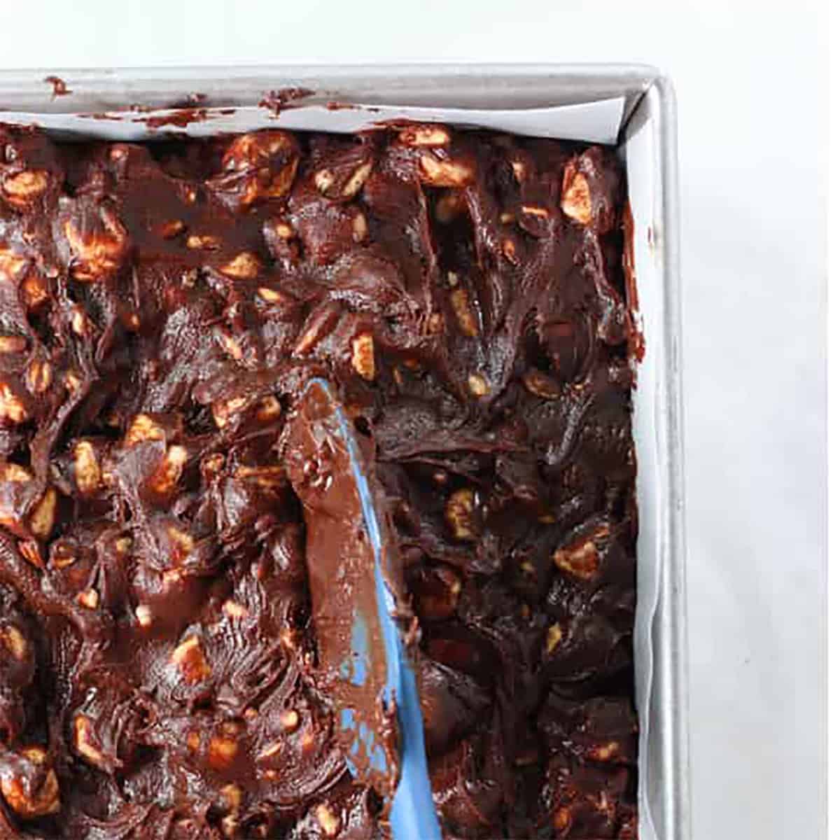 poured fudge into pan.