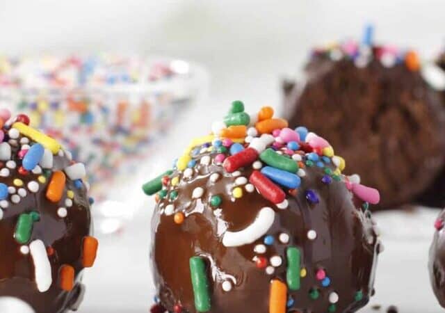 brownie truffles with sprinkles