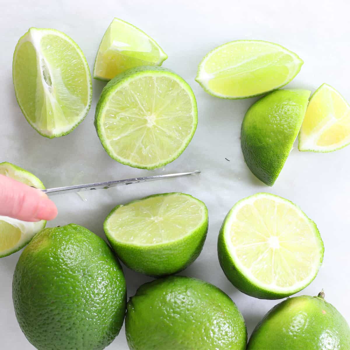 limes cut in half.