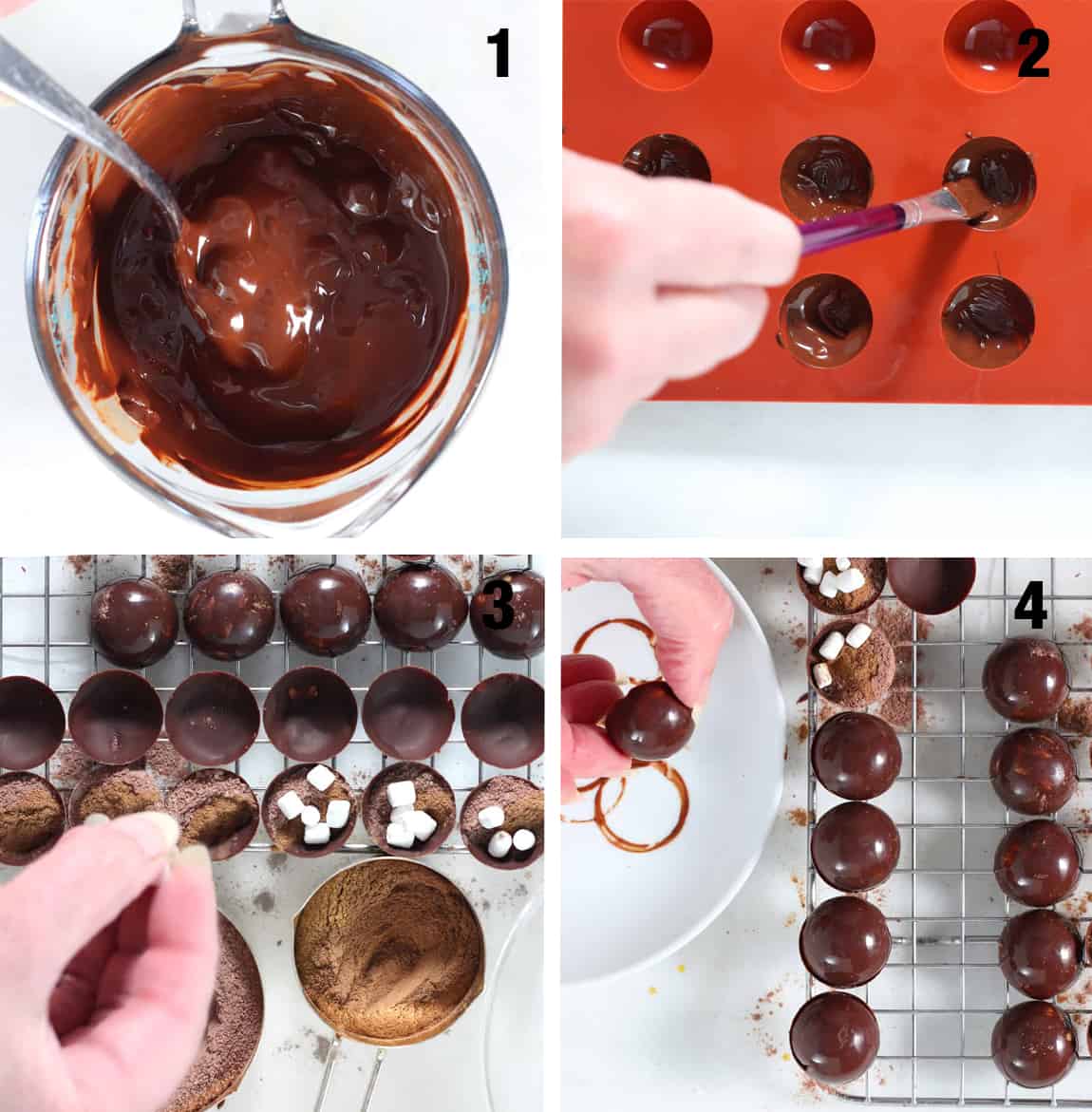 steps to make mini hot chocolate bombs