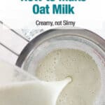 pouring homemade oat milk