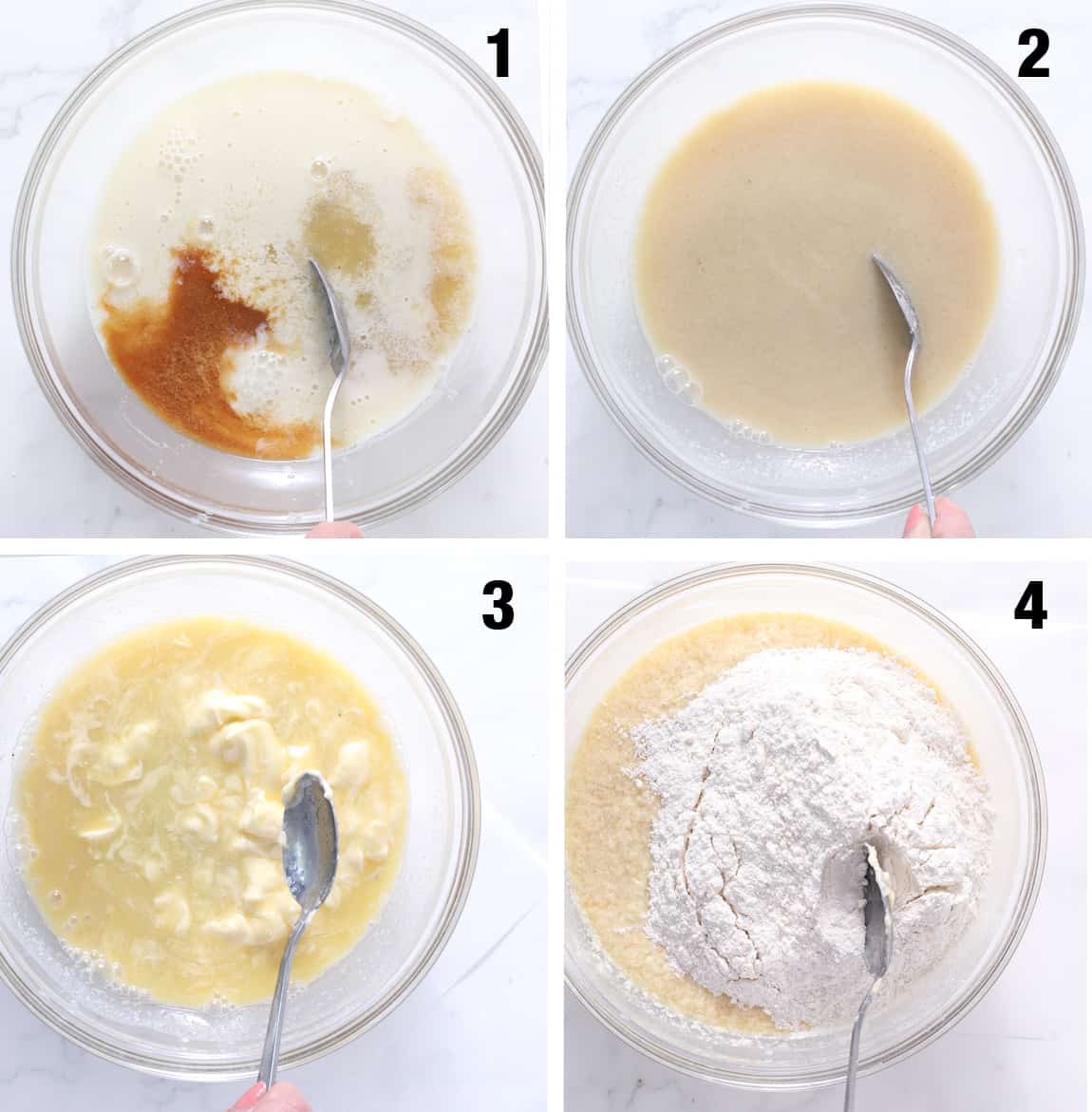 steps to prep wet ingredients for vanilla cake