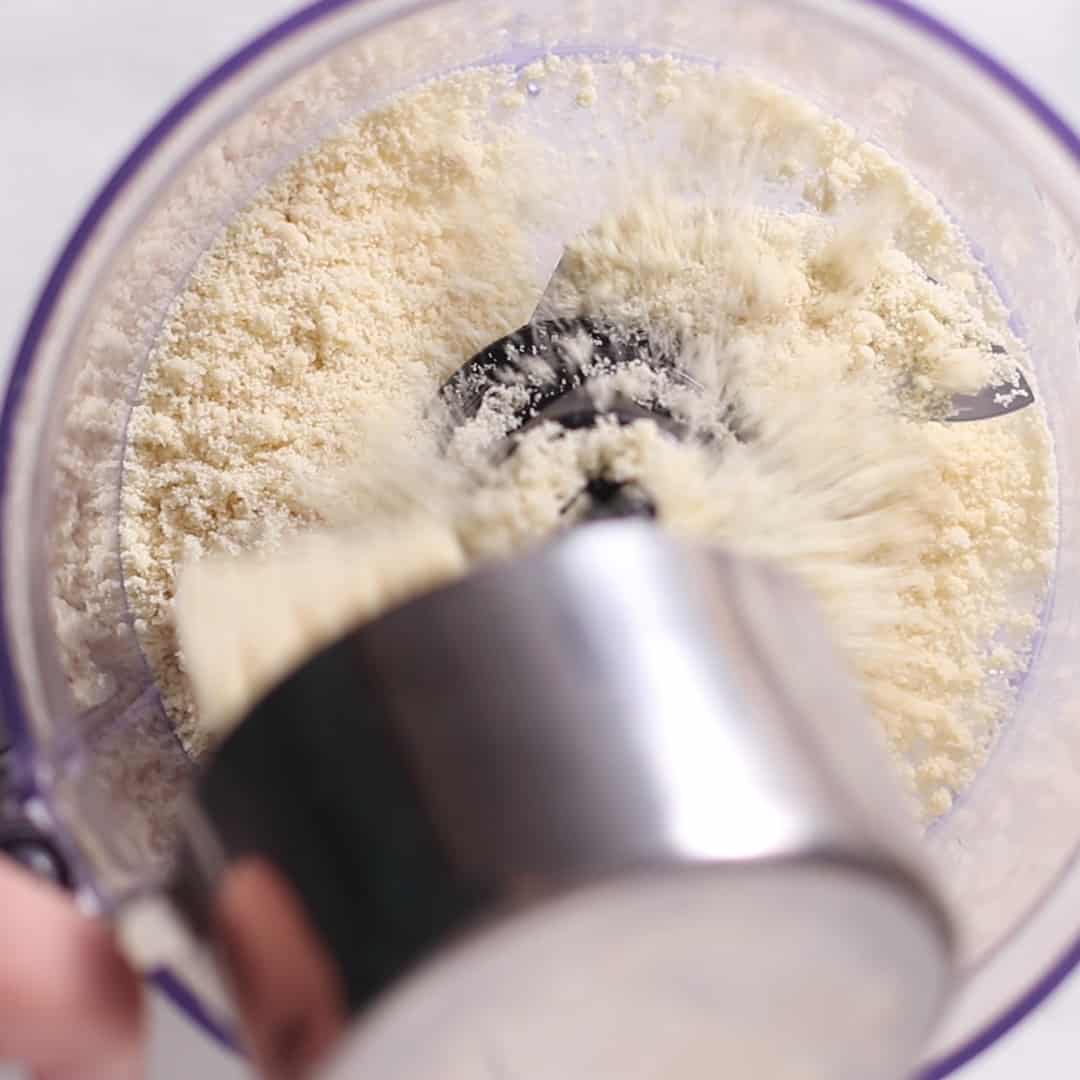 adding flour to make marzipan