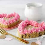 valentine's day cookie cake on a table.