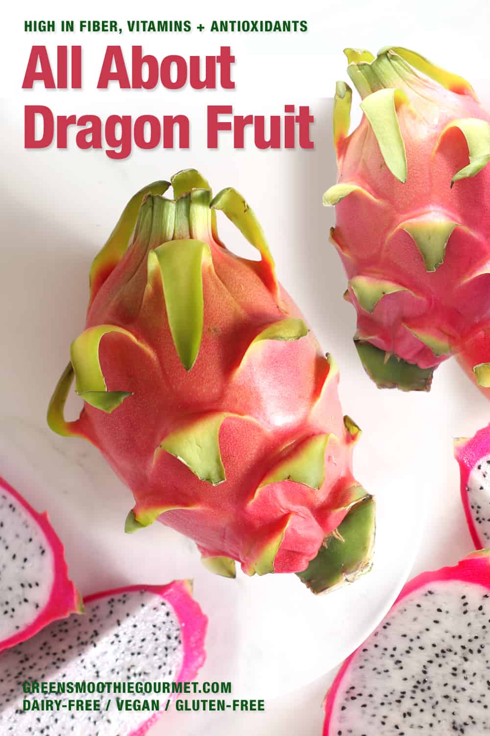 fresh dragon fruit with sliced dragon fruit
