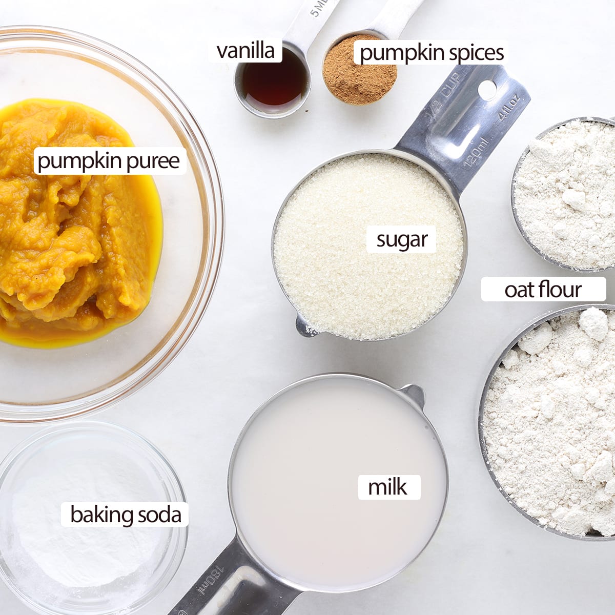 ingredients for baked pumpkin donuts.