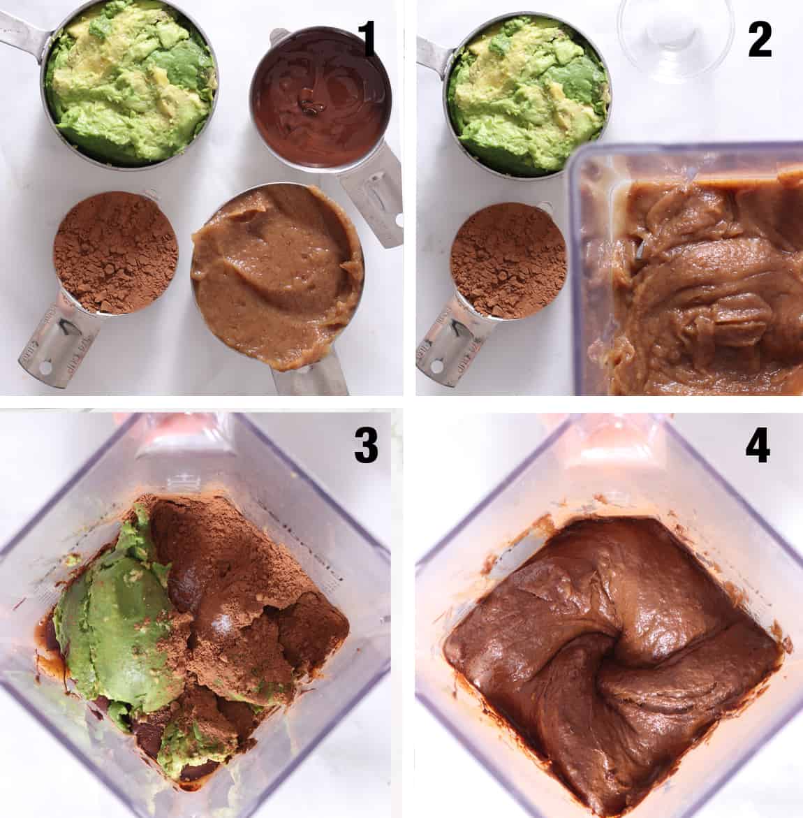 Passaggi di mousse al cioccolato e avocado