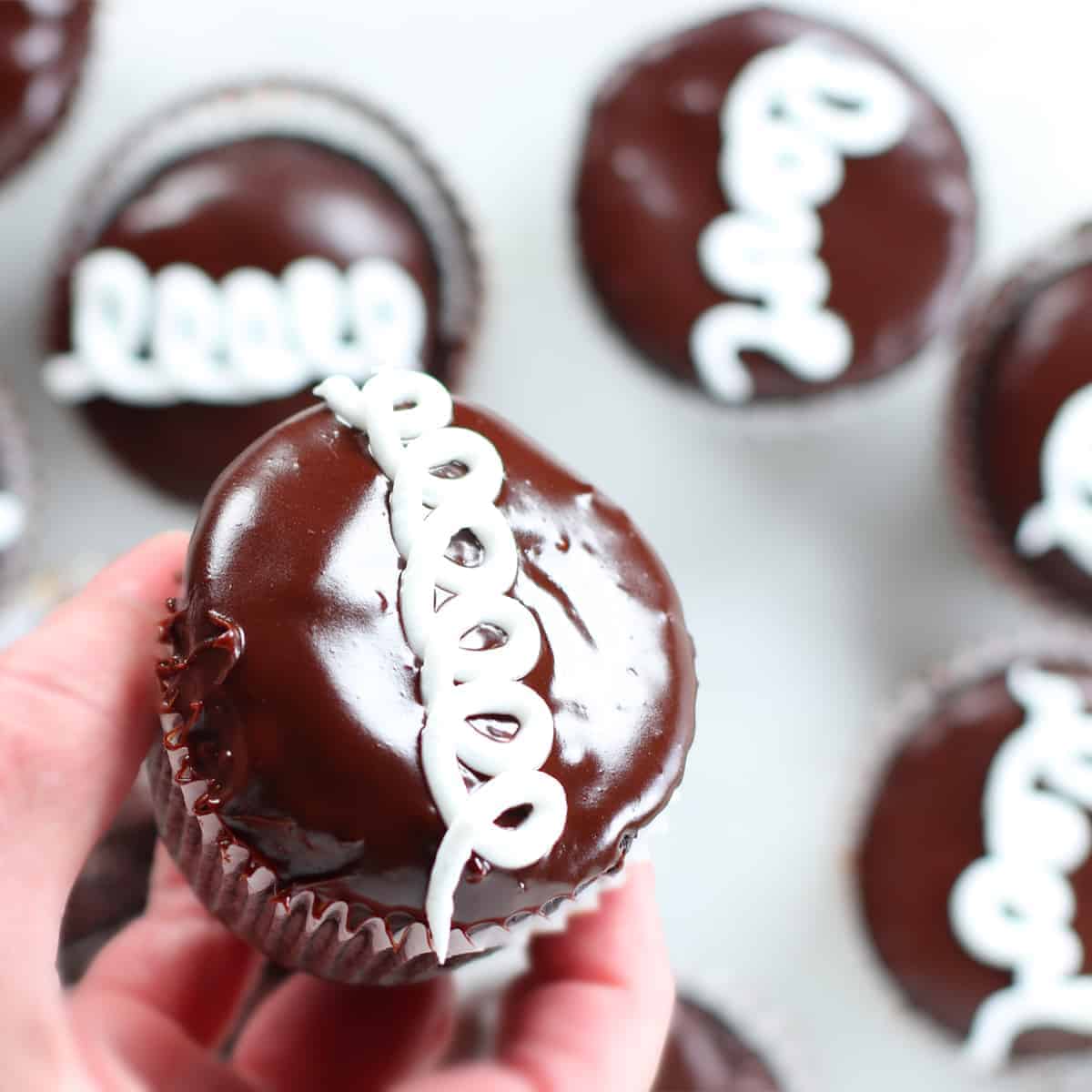 homemade hostess cupcakes with frosting.