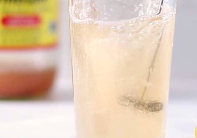 frothed apple cider vinegar drink in glass