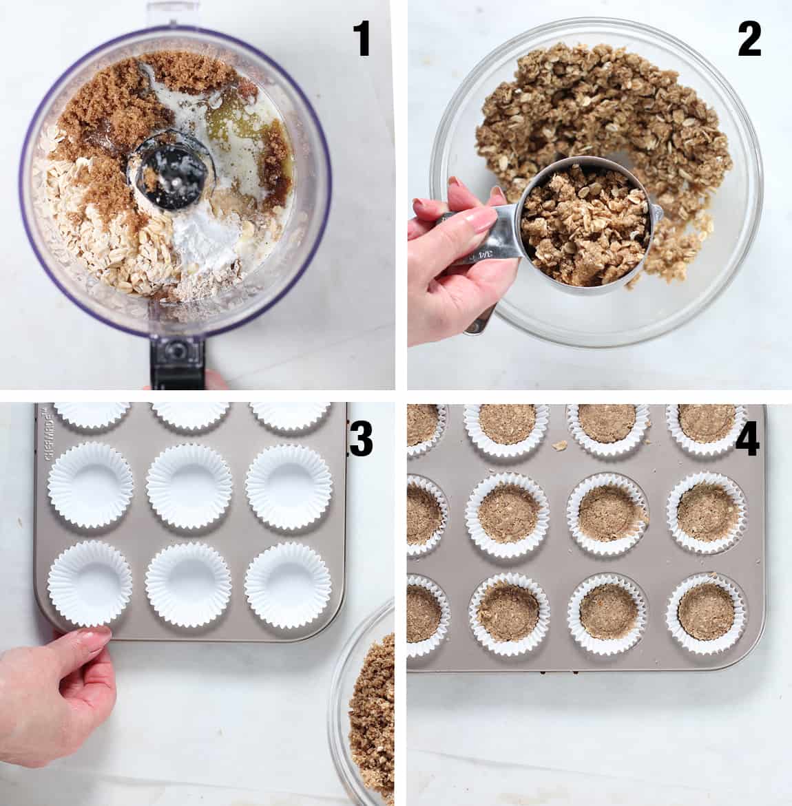 steps to make healthy baked oatmeal cups crust