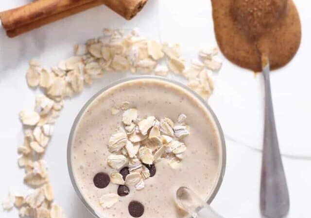 overhead peanut butter smoothie