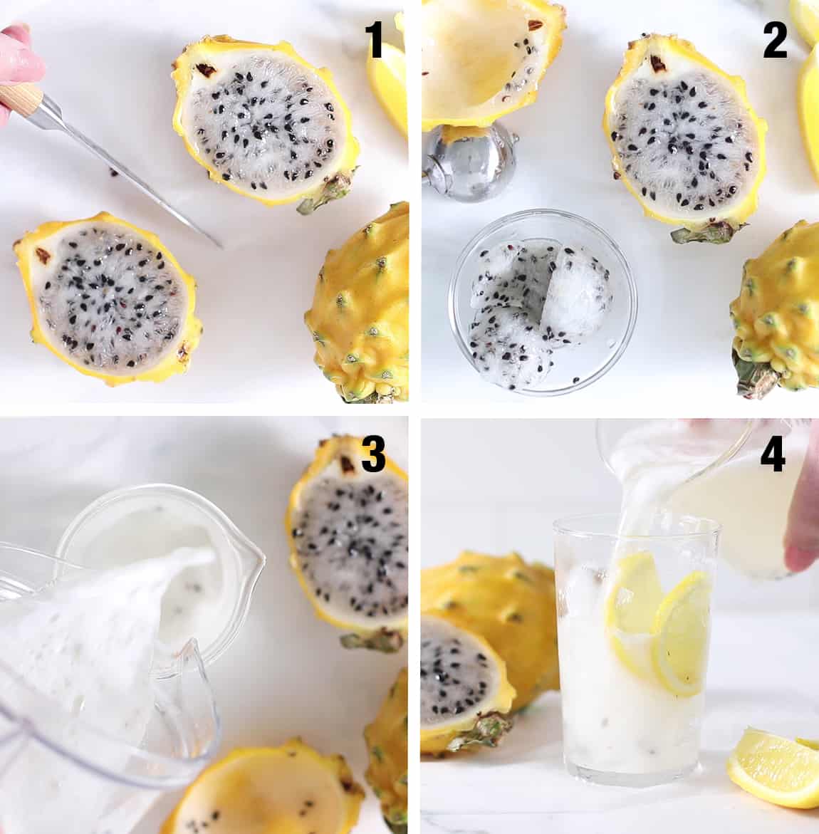 steps to make yellow dragon fruit lemonade