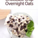 chocolate chip overnight oats on a spoon