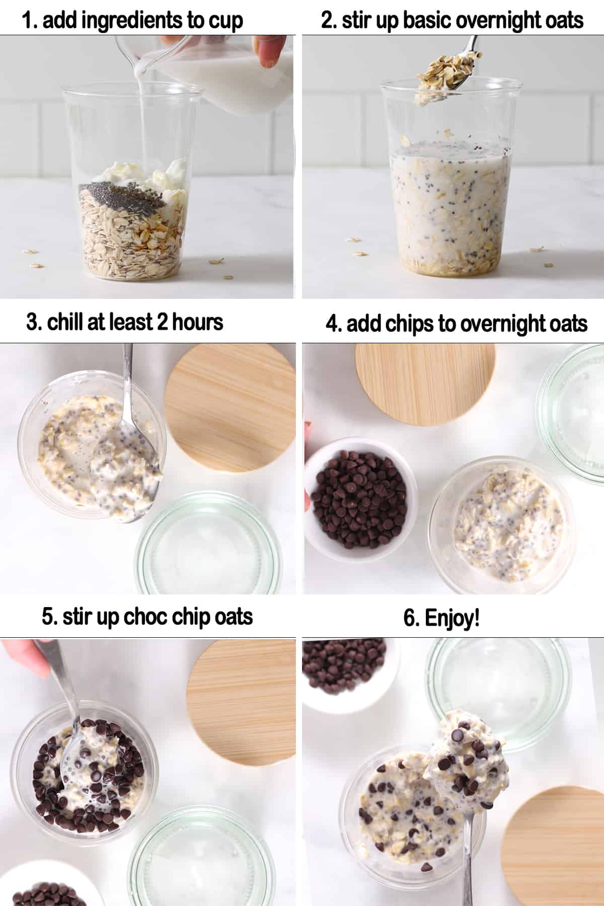 steps to make chocolate chip overnight oats