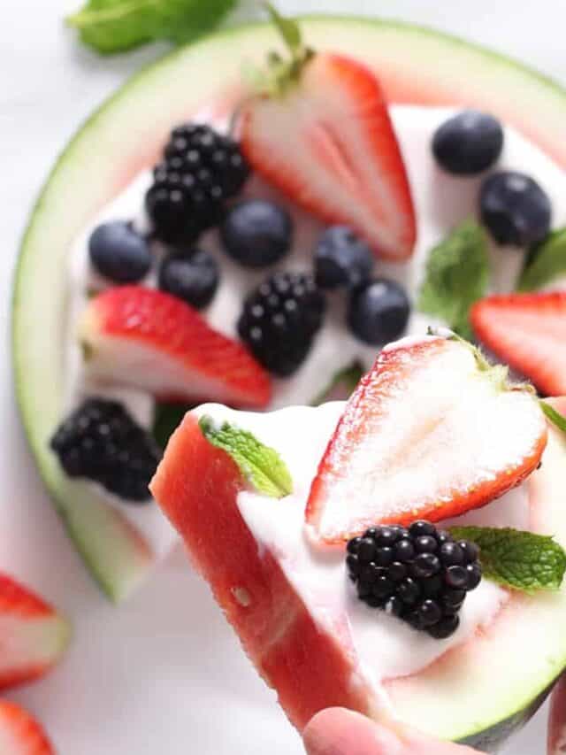 Watermelon Fruit Pizza (3 ingredients)