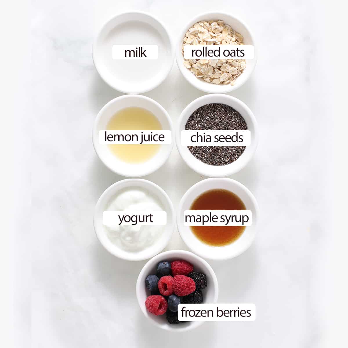 ingredients for frozen fruit overnight oats