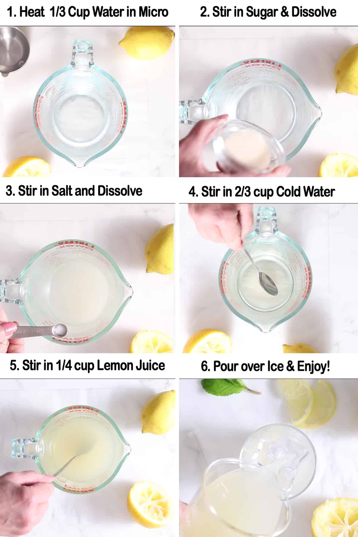 Passaggi per preparare una singola porzione di limonata