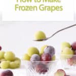 frozen grapes in cups with one on a spoon.