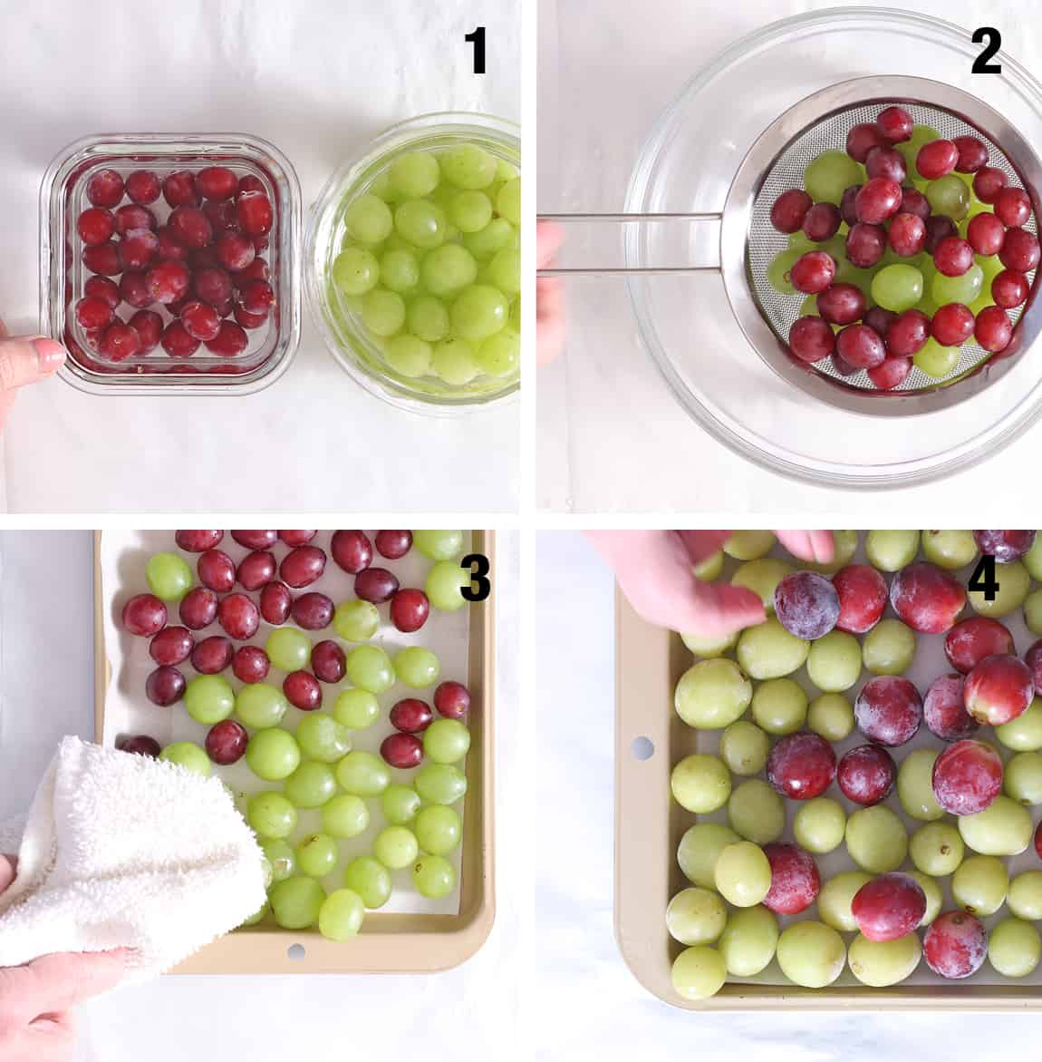 steps to make frozen grapes.
