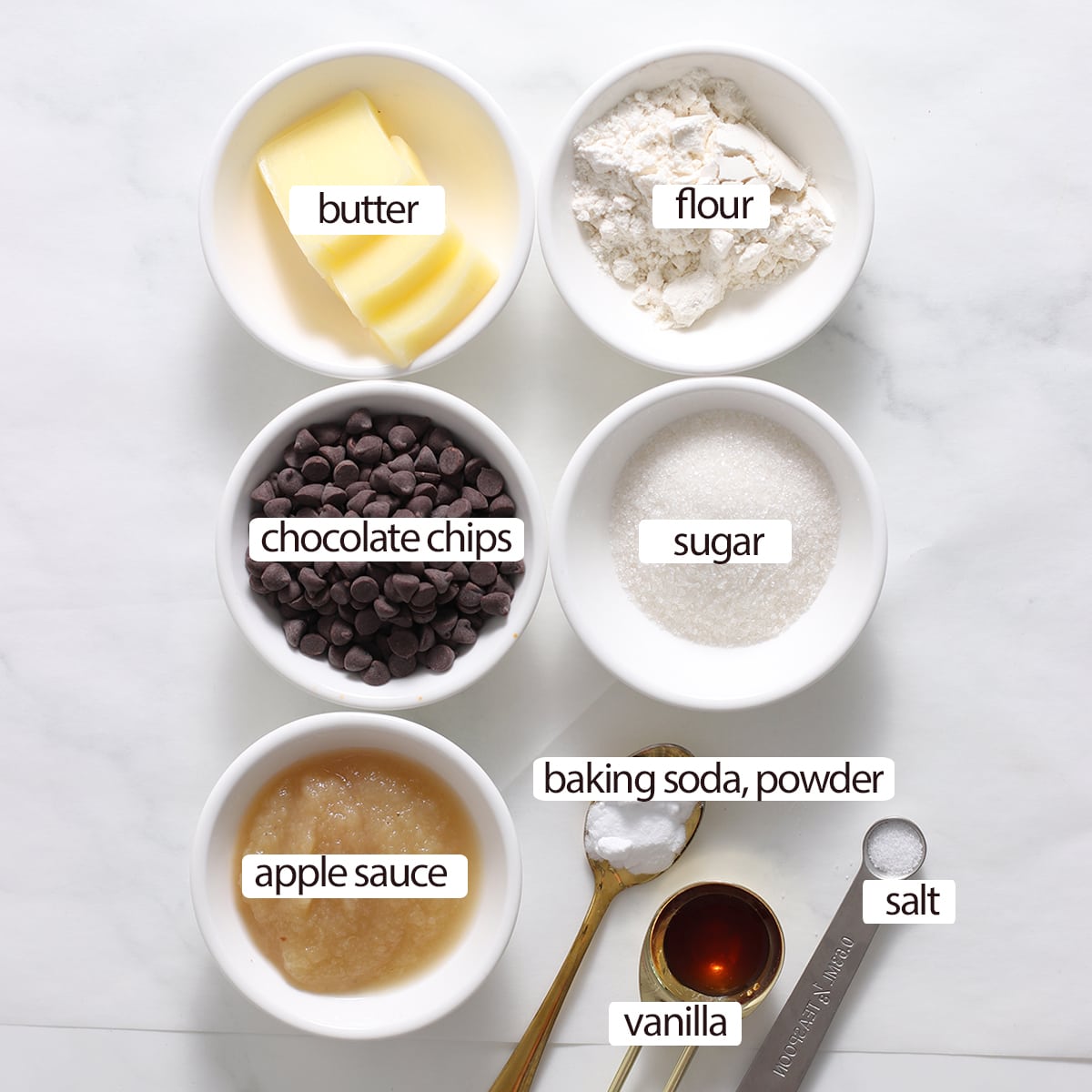 ingredients for chocolate chip cookies without brown sugar.