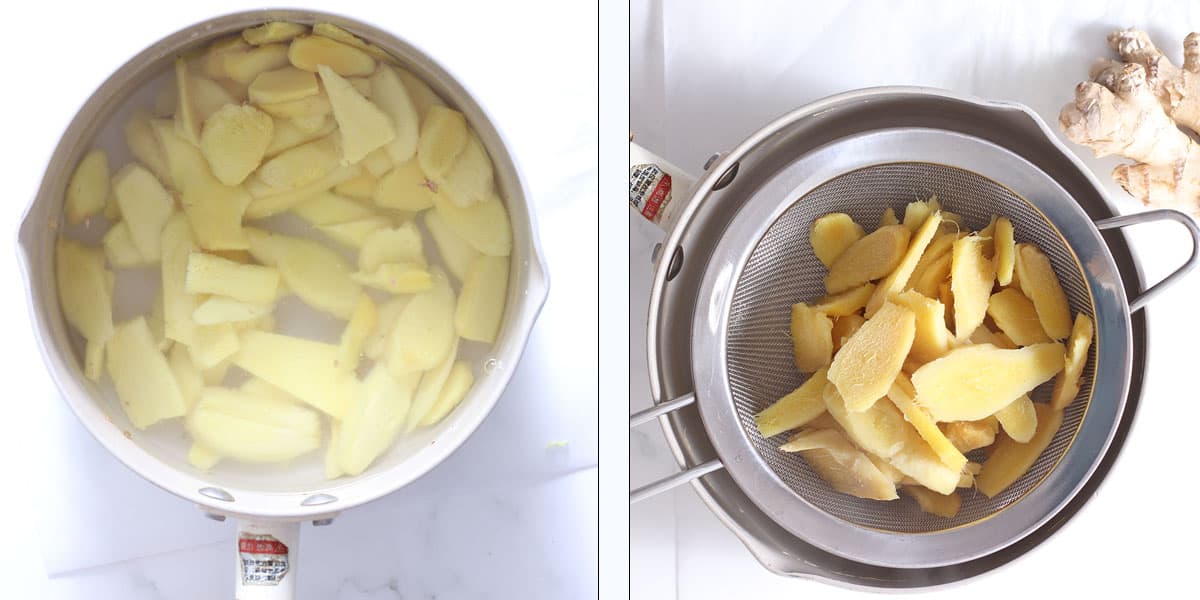 boiled and drained ginger.