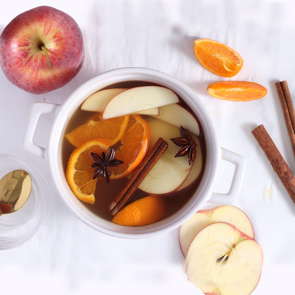 overhead pot of mulled cider.