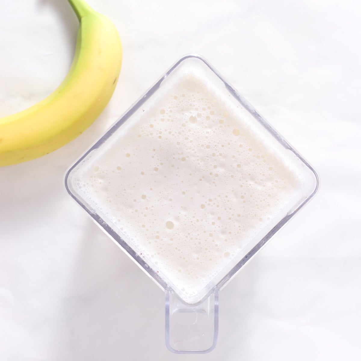 blended banana milk in a blender.