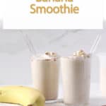 banana smoothie in two glasses.