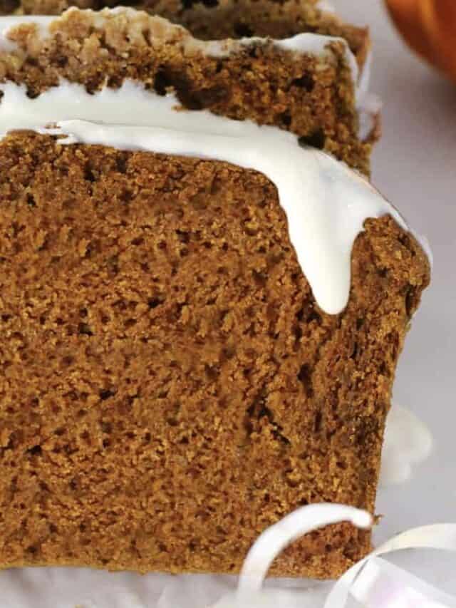 Healthy Pumpkin Bread with Glaze