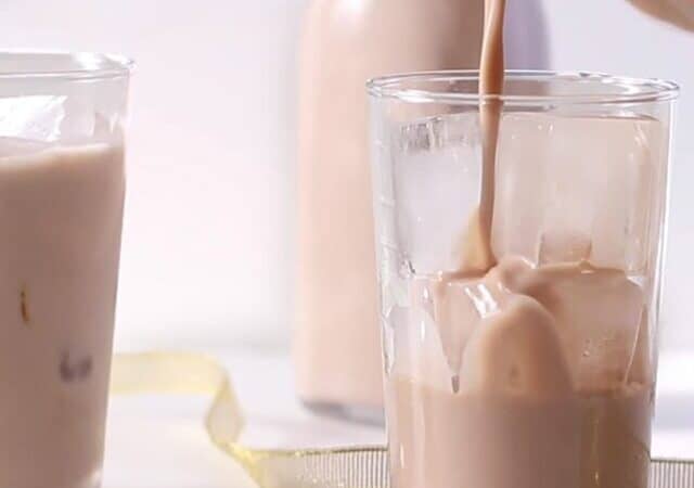 homemade baileys irish cream being poured.