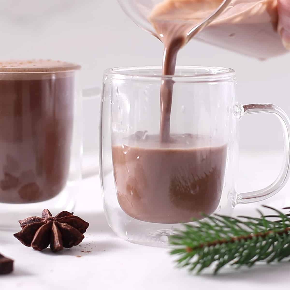 hot chocolate in a mug.