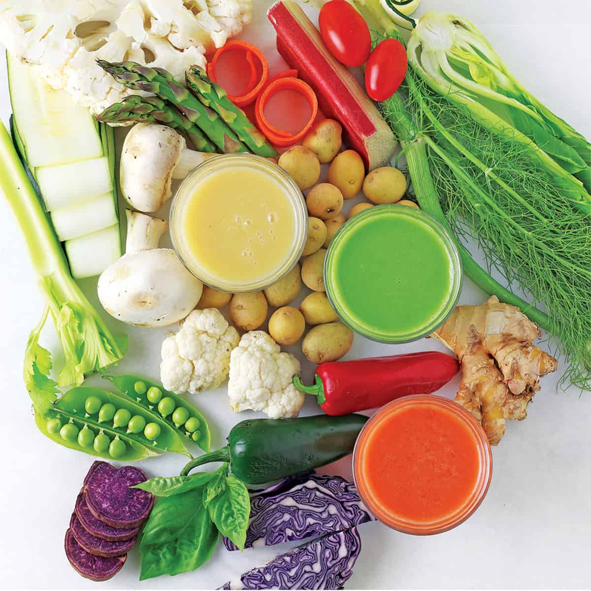 collections of vegetables for smoothies.