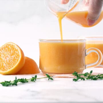 homemade orange juice in a glass.