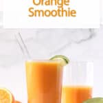 orange smoothie in a glass.
