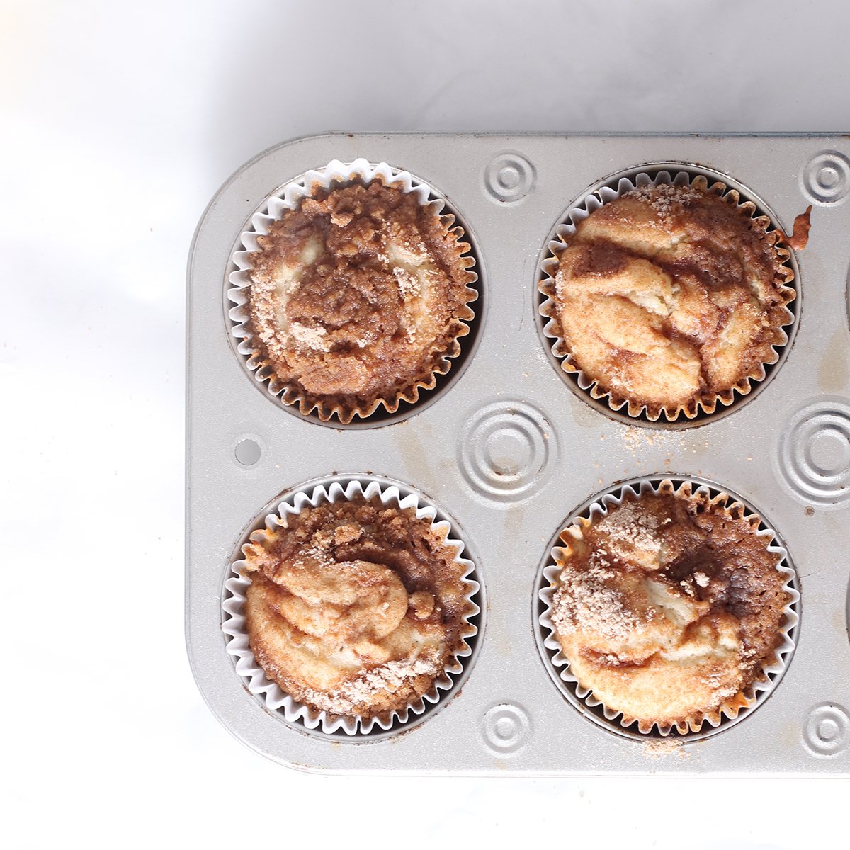 baked banana muffins in a pan.