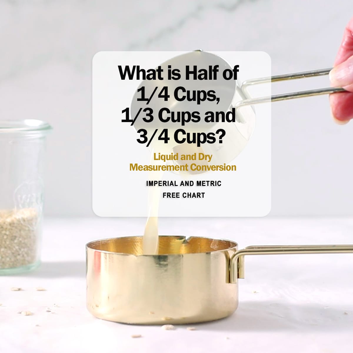 What is Half of 1/4 Cups, 1/3 Cups and 3/4 Cups? (free chart)