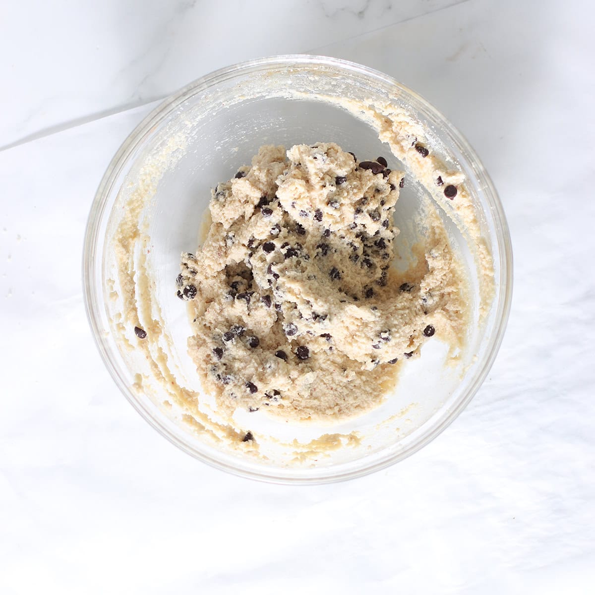 almond flour chocolate chip cookie batter.